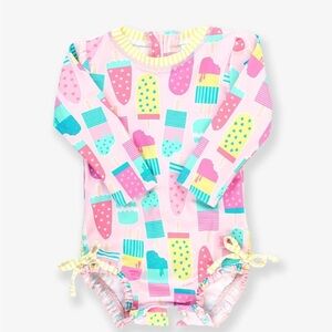 Ruffle Butts Pink and Yellow Popsicle One Piece 6-12 months